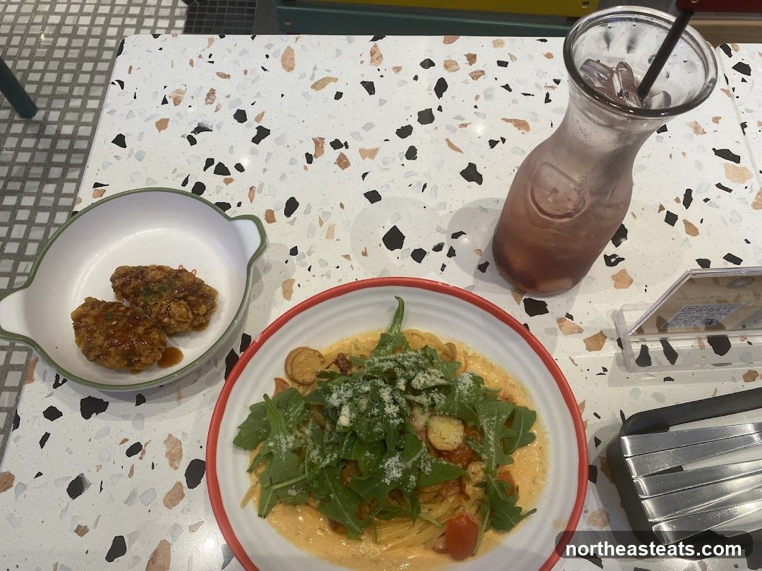 Table with food and drink