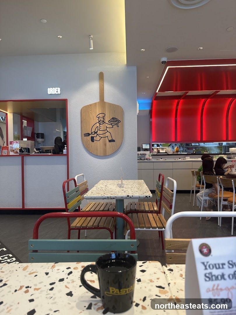 Restaurant Interior with Seating and Order Counter
