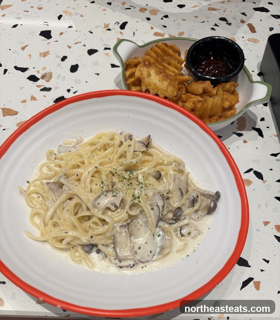 Mushroom Fettuccine and Fries