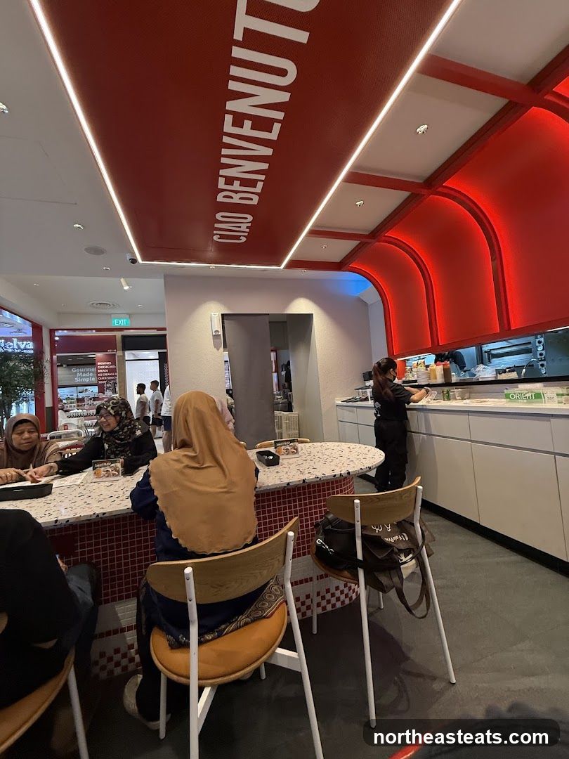 Restaurant Interior with Welcome Sign