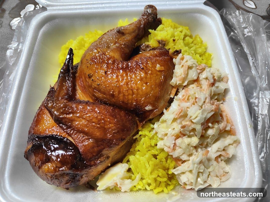 Roasted Chicken with Rice and Coleslaw