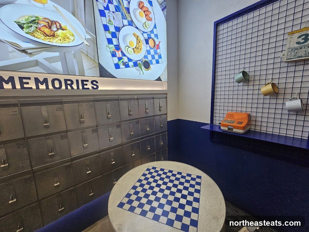 Restaurant Interior with Lockers and Mugs