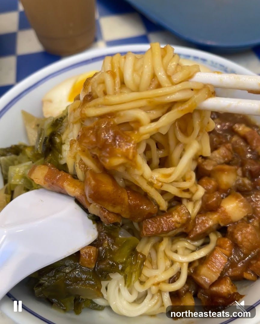 Noodles with Braised Pork and Pickled Greens