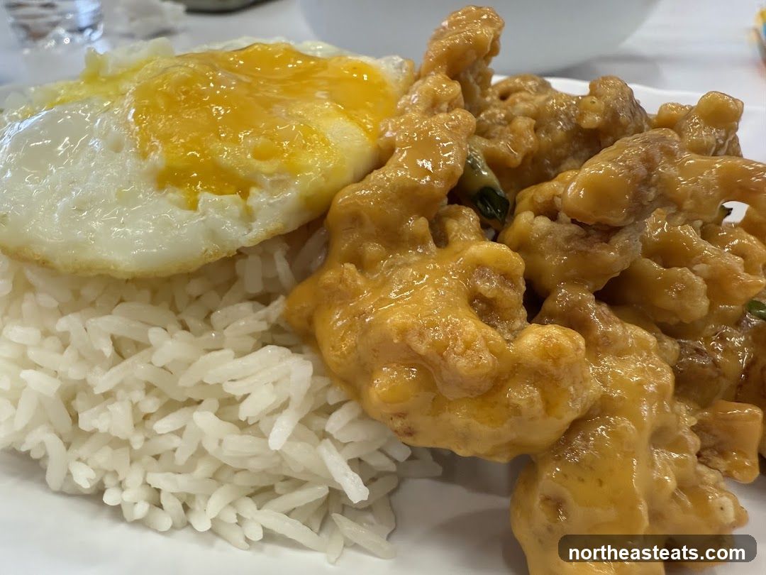 Fried Egg and Rice with Savory Dish