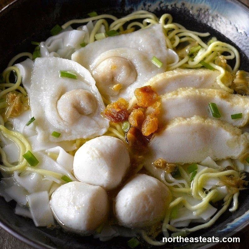Noodle Soup with Fish Balls and Dumplings