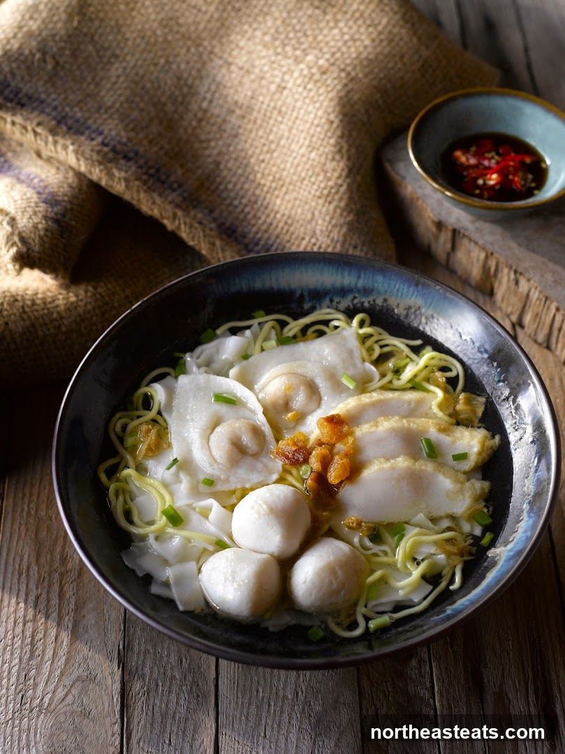 Noodle Soup with Fish Balls and Dumplings
