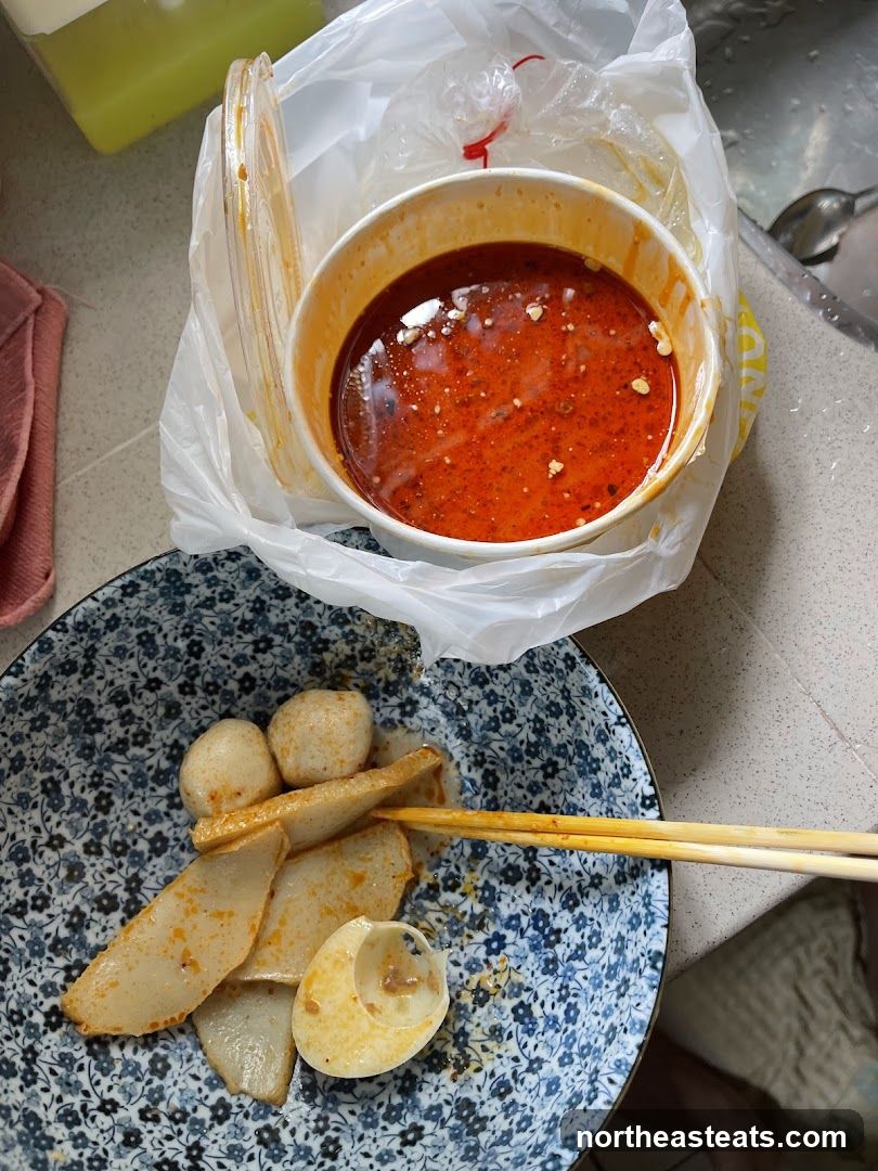 Spicy Broth with Fish Balls and Slices