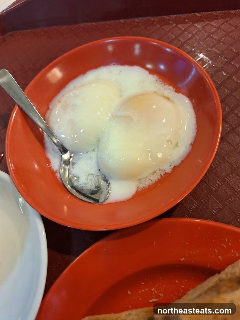 Soft-boiled eggs with spoon