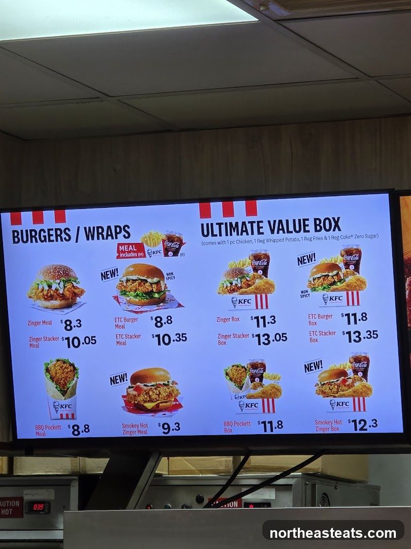 KFC Burgers and Wraps Menu
