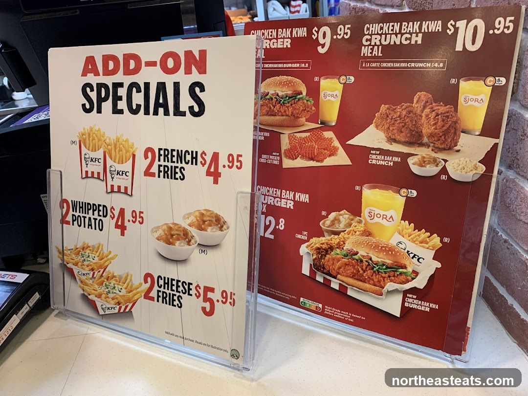 KFC Add-On Specials and Chicken Bak Kwa Menu