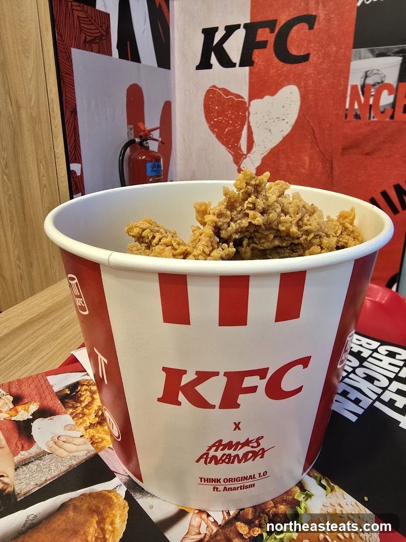 KFC bucket with fried chicken