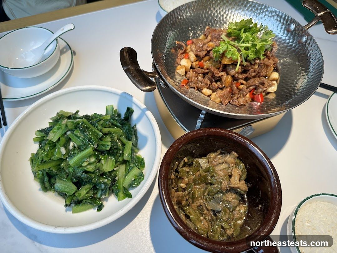 Sizzling Beef and Stir-fried Greens