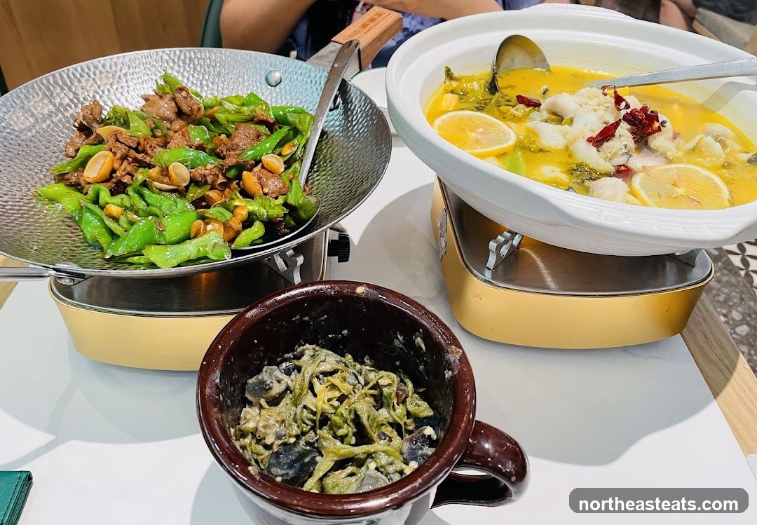 Three dishes on a table