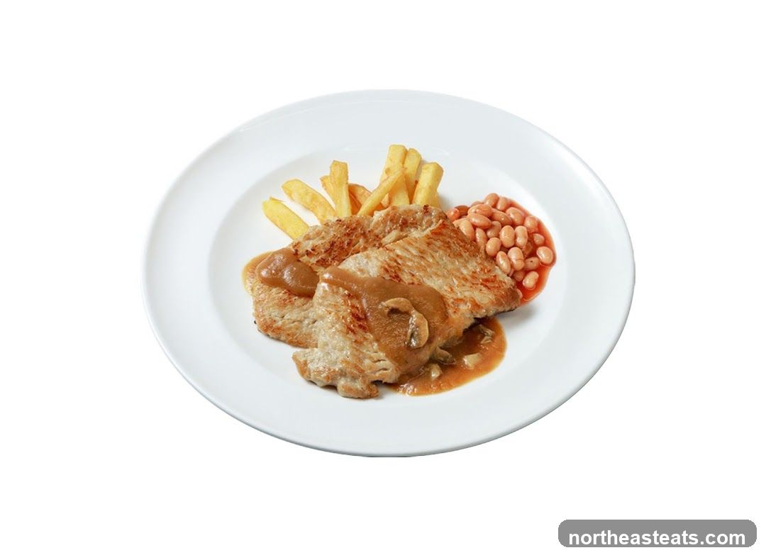 Pork Cutlets with Fries and Beans