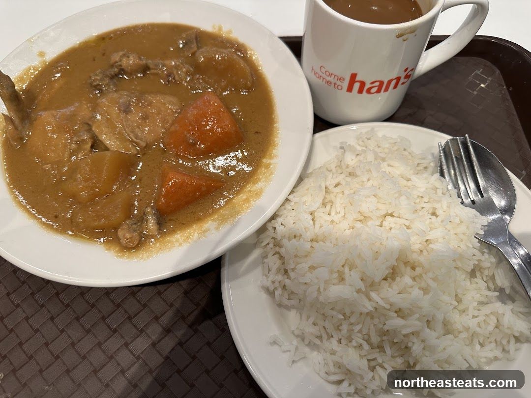 Chicken Curry with Rice and Drink