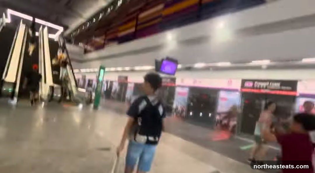 People in a modern transit station
