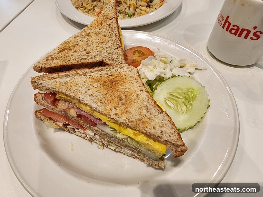 Club Sandwich with Side Salad and Coffee