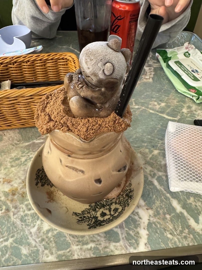 Chocolate Drink with Bear-Shaped Ice