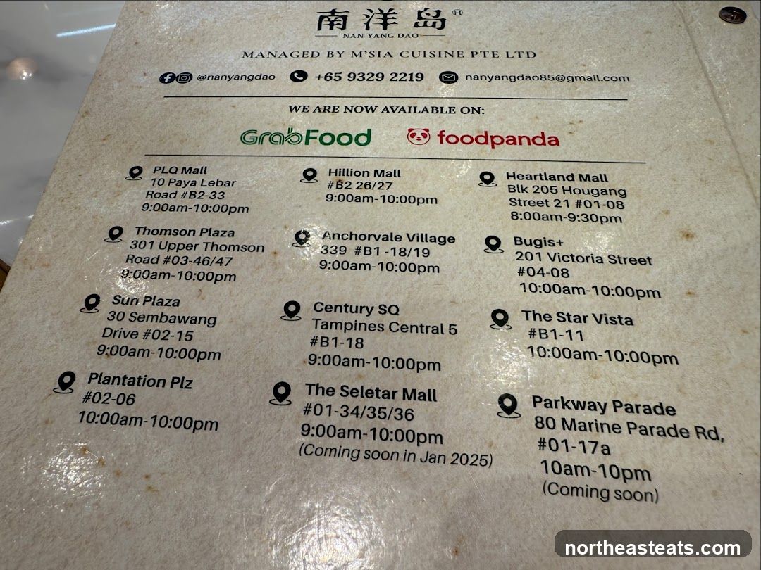 Nan Yang Dao Locations