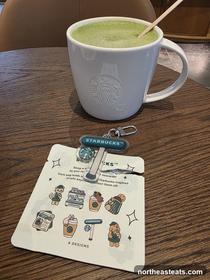 Starbucks Matcha Drink and Keychain Display