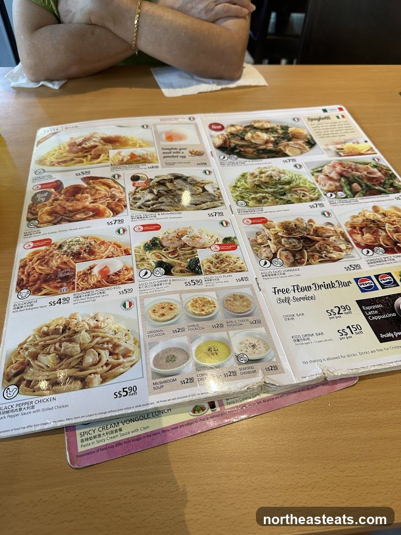 Pasta Menu