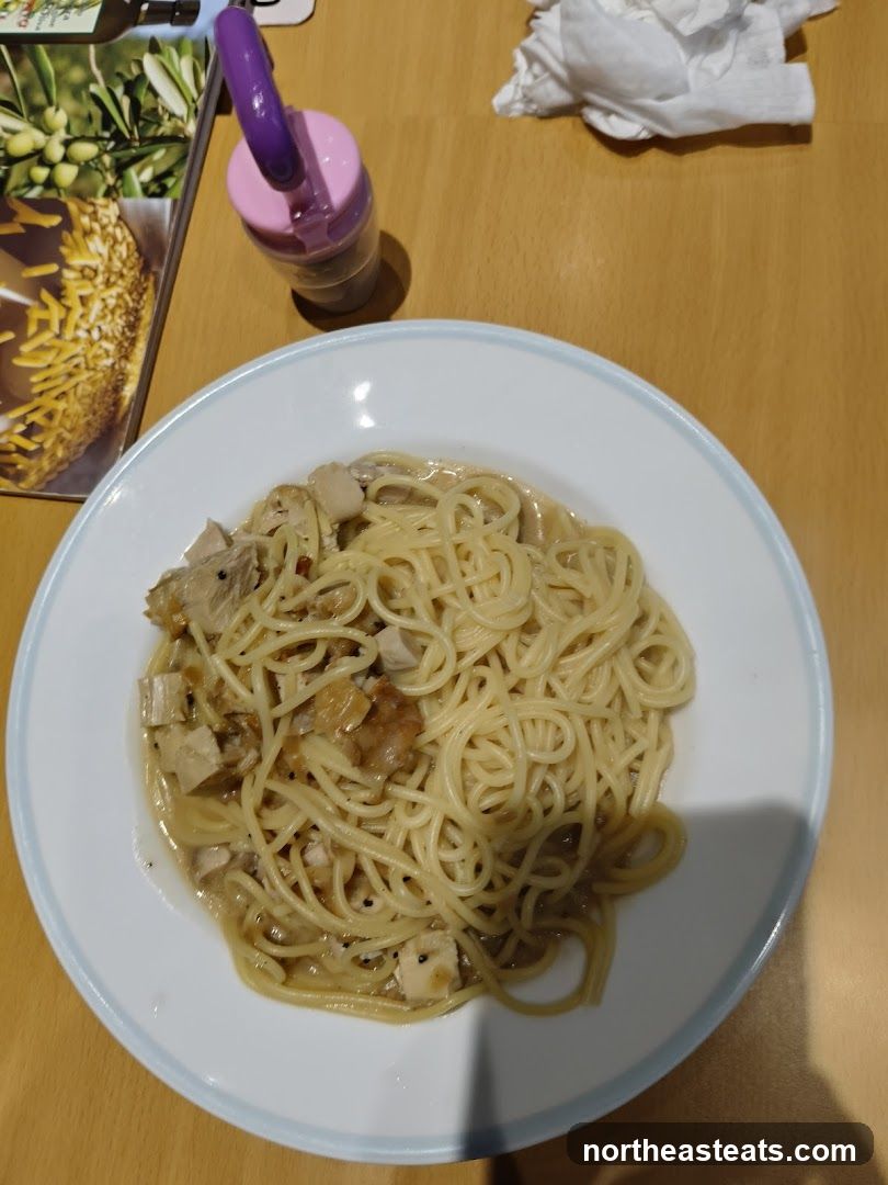 Spaghetti with Chicken and Mushrooms