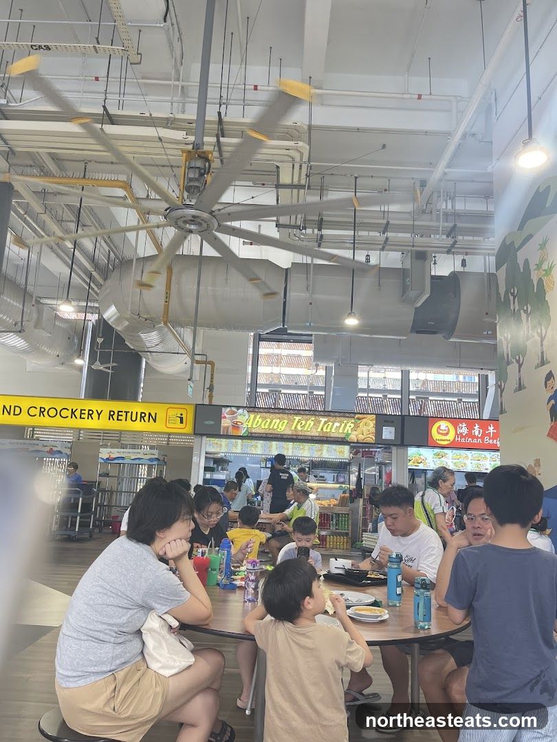 Food court with people eating