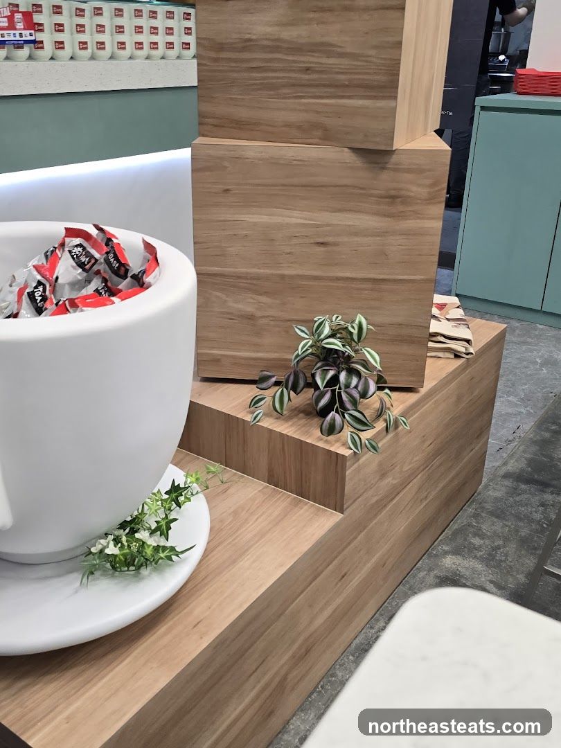 Interior display with products and plants