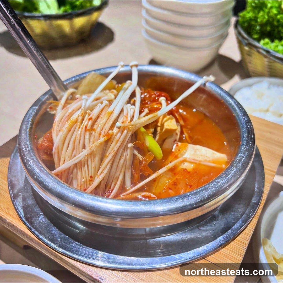 Kimchi Stew with Enoki Mushrooms