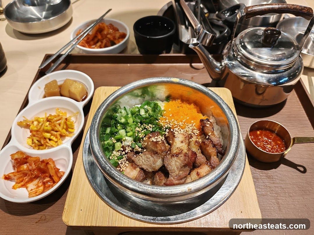 Korean Meal with Bibimbap and Side Dishes