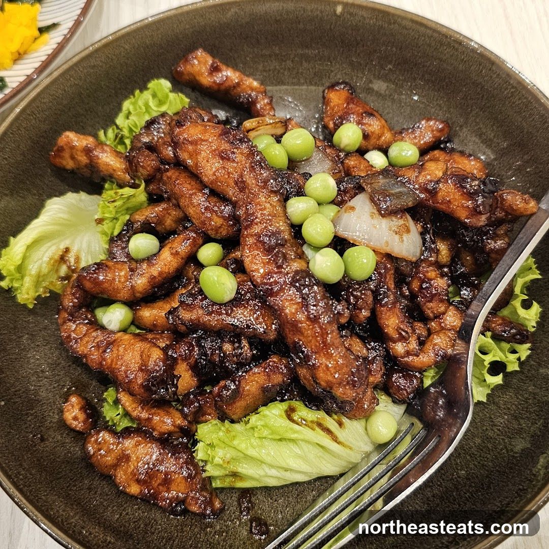 Crispy Pork Belly with Peas