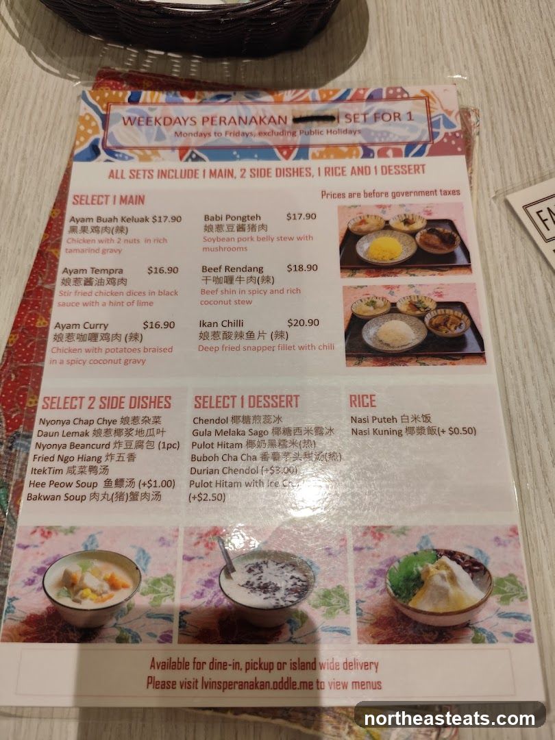 WEEKDAYS PERANAKAN SET FOR 1