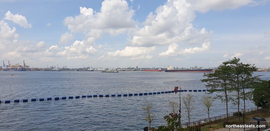 Harbor Scene with Ships and Cranes