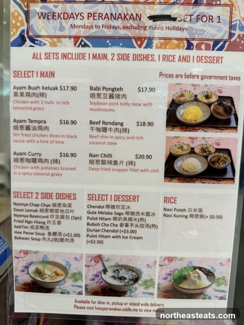 WEEKDAYS PERANAKAN SET FOR 1