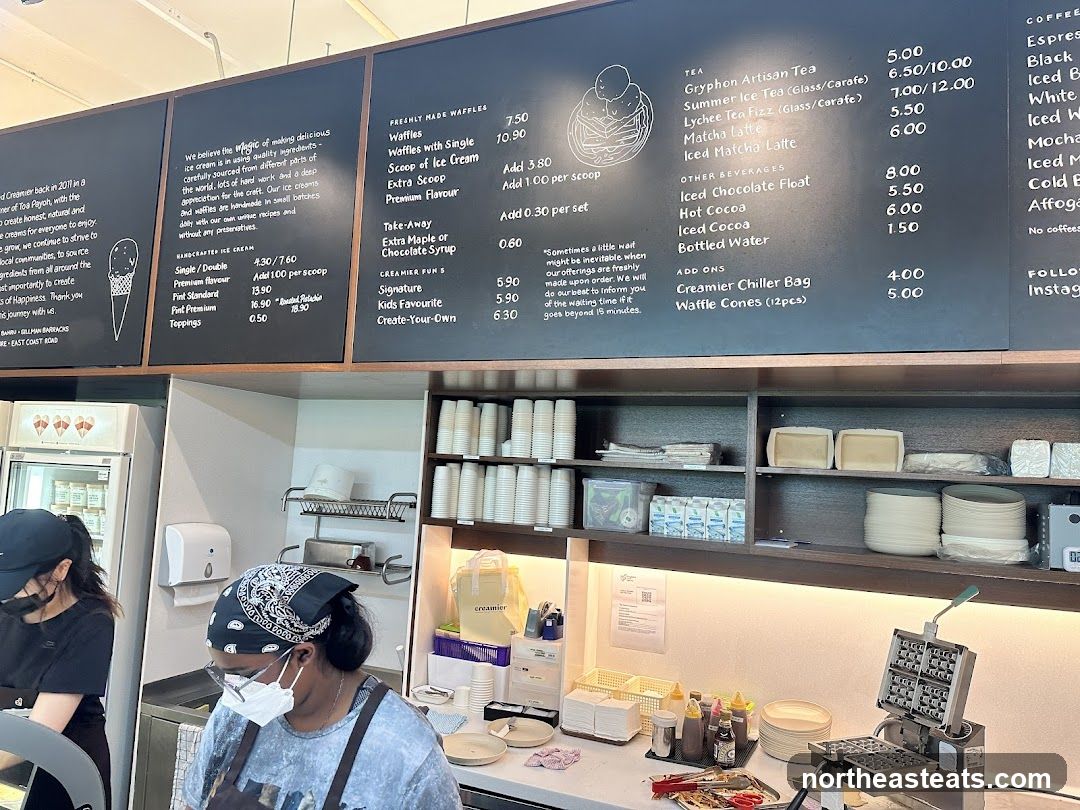 Ice Cream and Waffles Menu