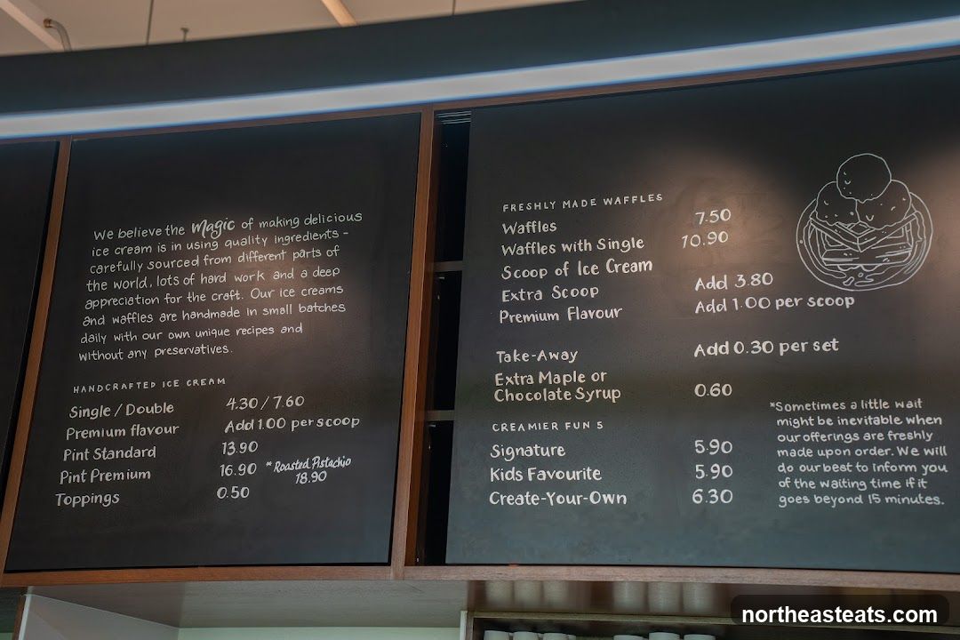 Ice Cream and Waffles Menu