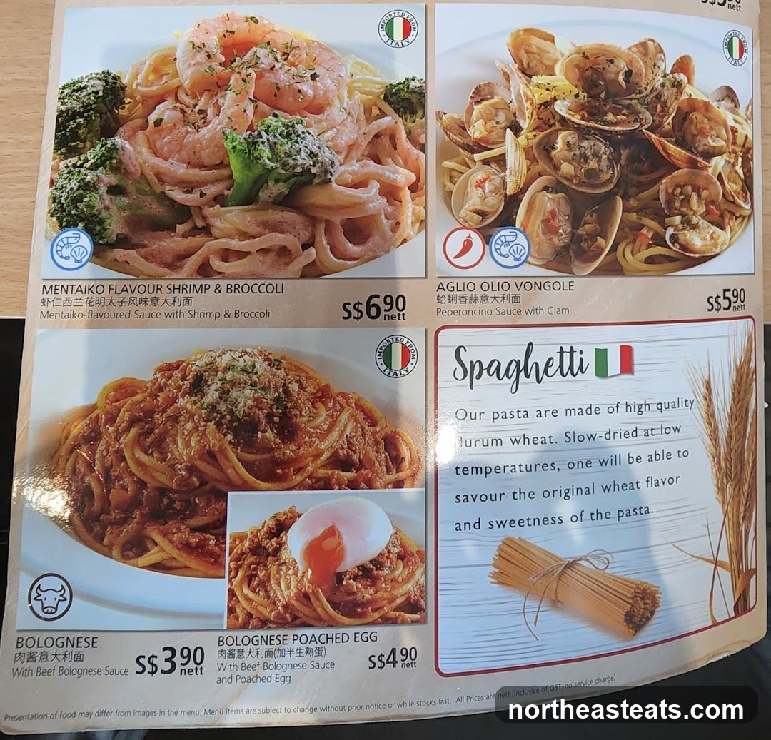 Spaghetti Menu