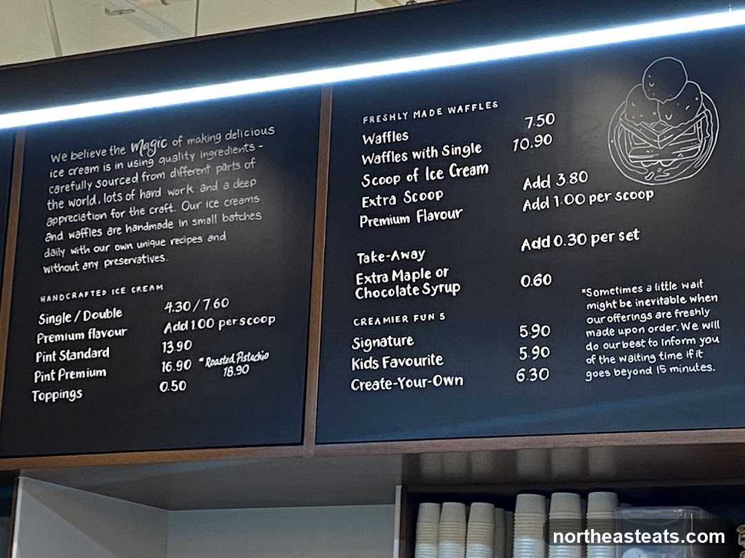 Ice Cream and Waffle Menu