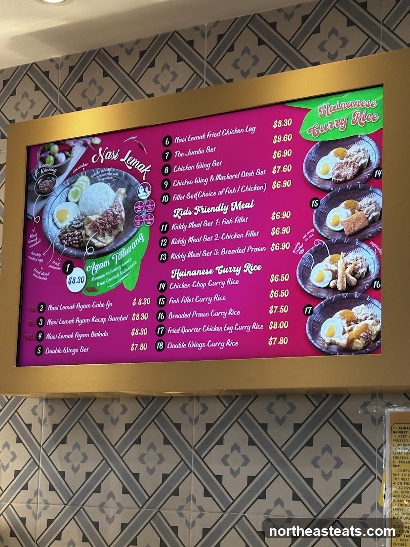 Nasi Lemak & Hainanese Curry Rice Menu
