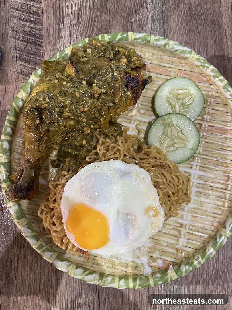 Fried Chicken with Noodles and Egg