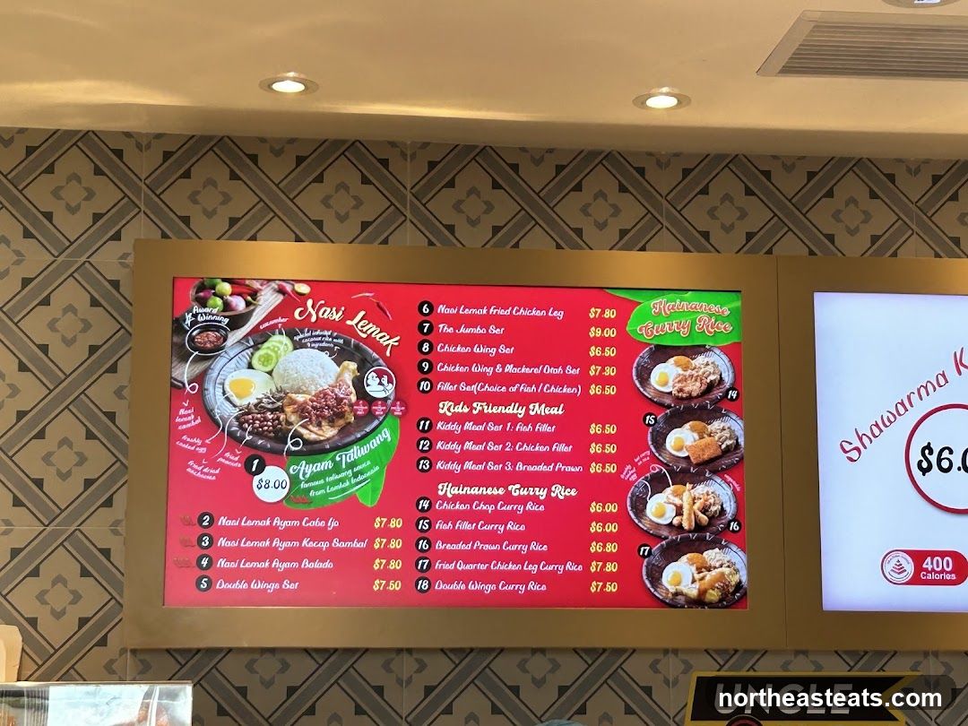 Nasi Lemak and Hainanese Curry Rice Menu
