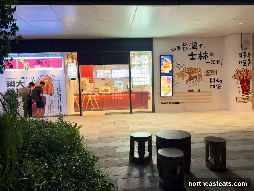 Street food stall with seating