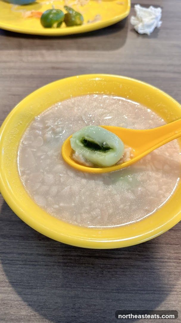 Congee with a Green Dumpling