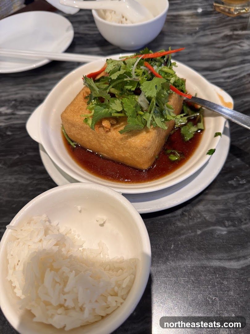Fried Tofu with Sauce and Rice