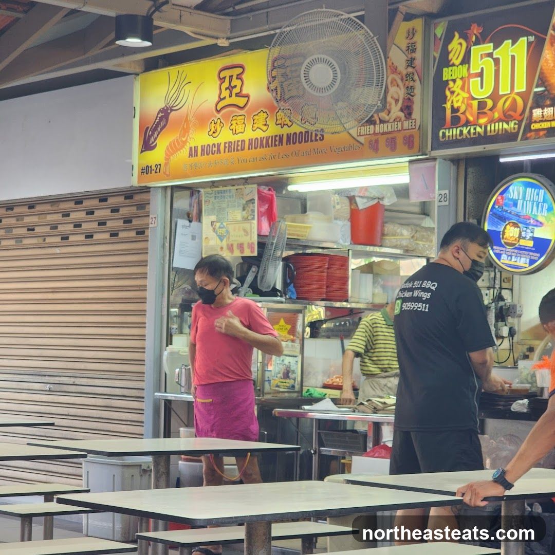 Hawker Stall with Food and Staff