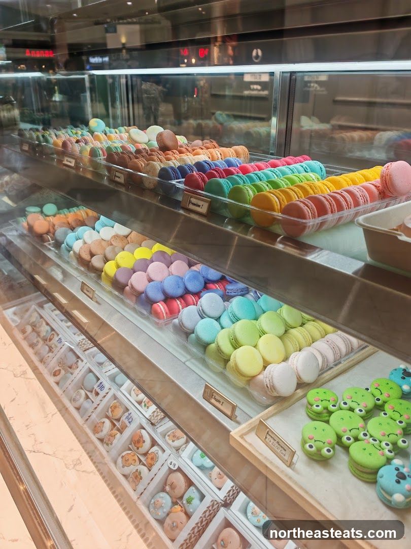 Assortment of Macarons and Decorated Pastries
