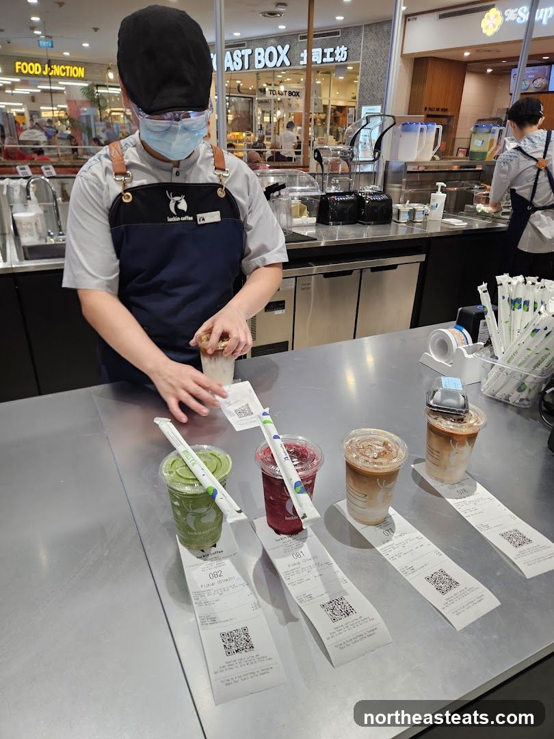 Barista preparing drinks