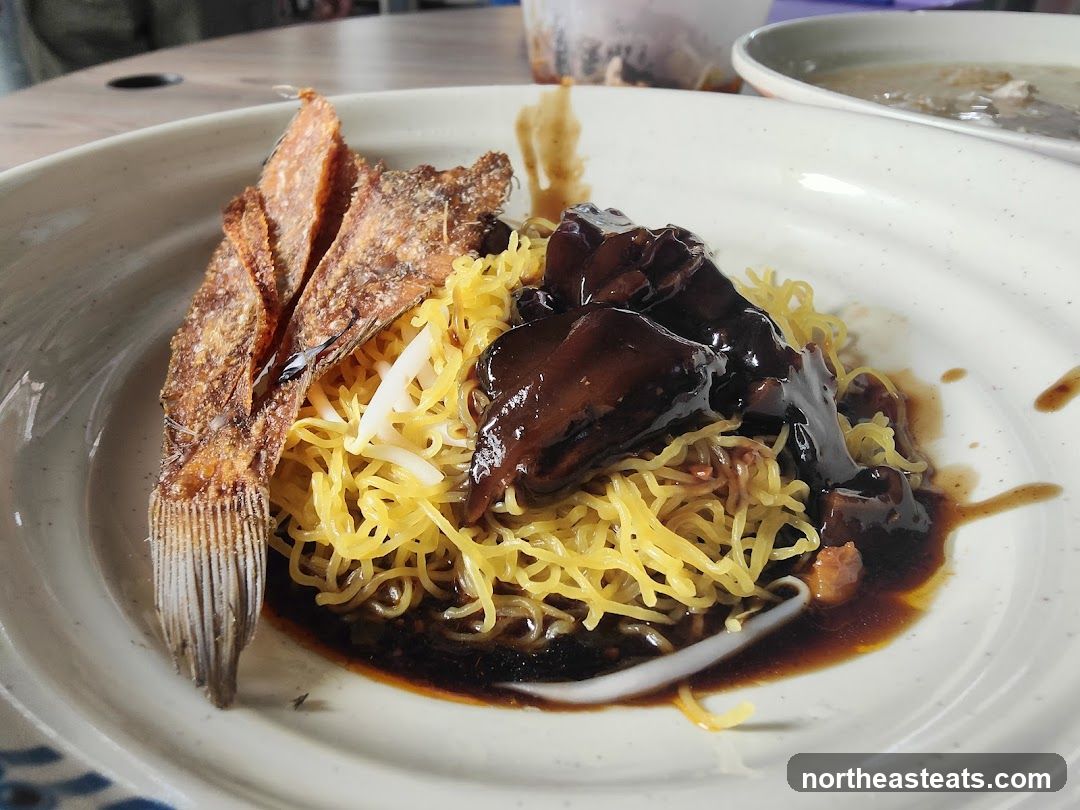 Noodles with Fried Fish and Dark Sauce