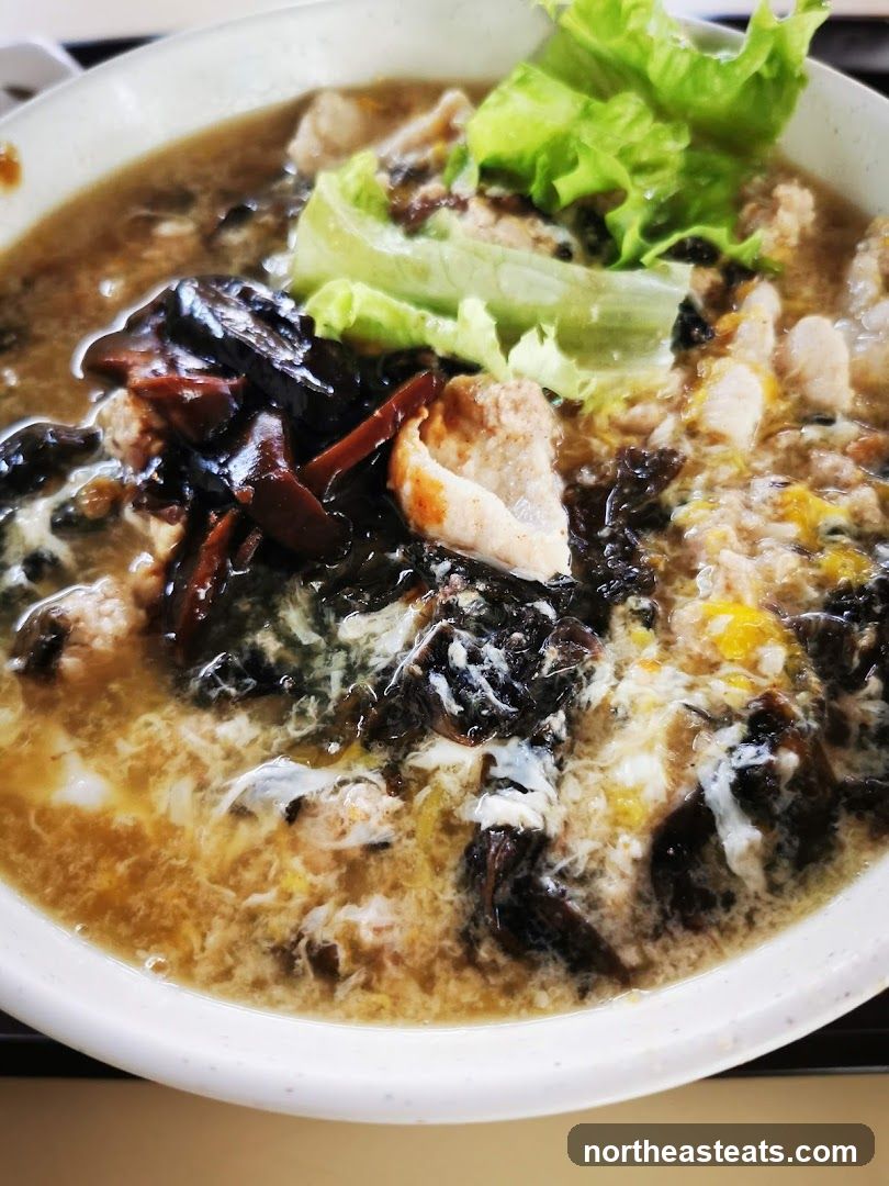 Minced Pork Soup with Mushrooms and Egg