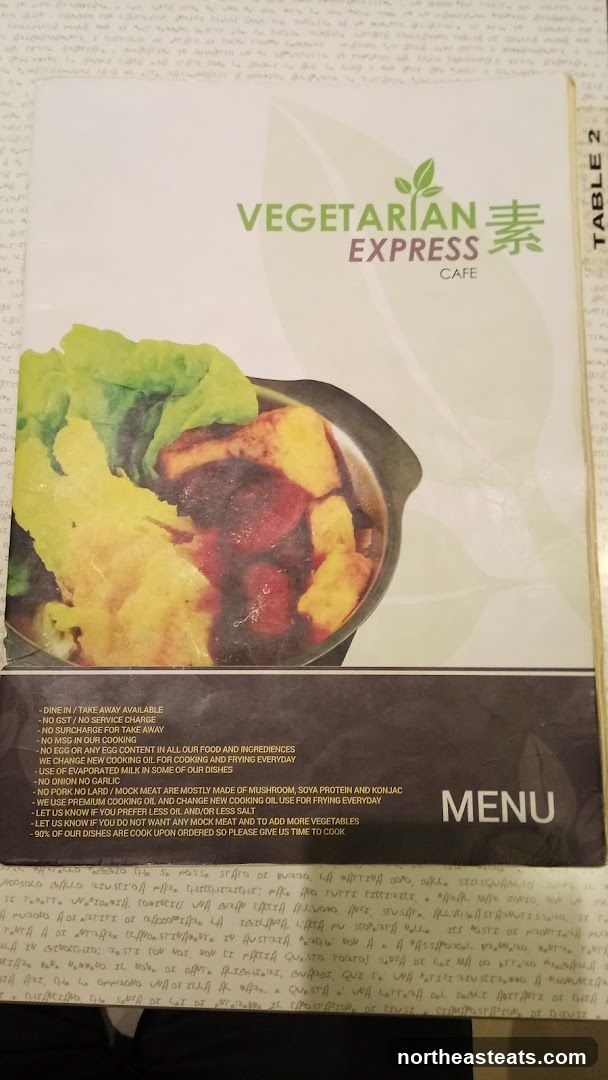 VEGETARIAN EXPRESS CAFE MENU